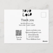 Carte Postale texte Q R simple minimal ajoutez votre logo/design (Dos)
