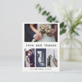 Carte Postale Texte simple de machine à écrire Mariage Merci | 4 (Debout devant)