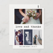 Carte Postale Texte simple de machine à écrire Mariage Merci | 4 (Devant / Derrière)