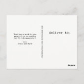 Carte Postale Texte simple de machine à écrire Mariage Merci | 4 (Dos)