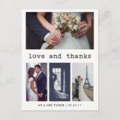 Carte Postale Texte simple de machine à écrire Mariage Merci | 4 (Devant)