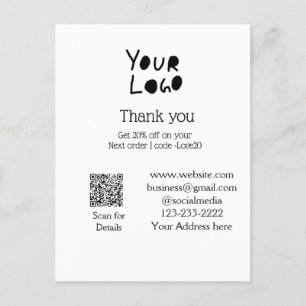 Carte Postale texte simple minimal ajoutez votre logo/design ici