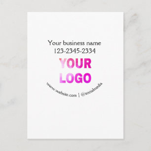 Carte Postale texte simple minimal ajoutez votre logo/dessin ici