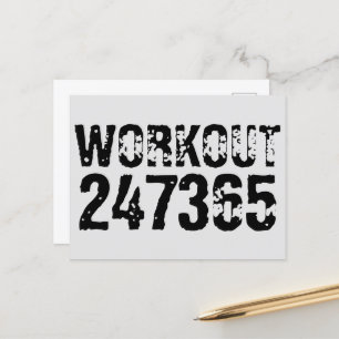 Carte Postale Texte usé et rayé Workout 247365 noir