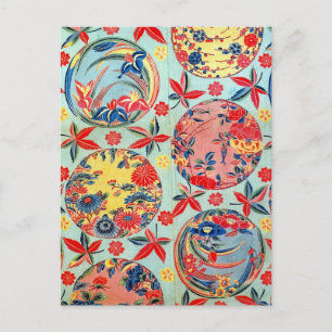 Carte Postale Textile japonais Kimono vintage (Bingata)