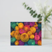 Carte Postale Texture abstraite de cercles concentriques multico (Debout devant)
