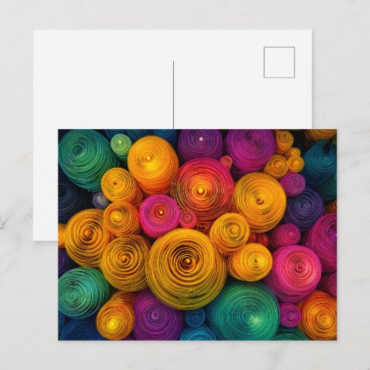Carte Postale Texture abstraite de cercles concentriques multico (Devant / Derrière)