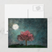 Carte Postale texture de l'arbre rose de la lune de minuit (Devant / Derrière)