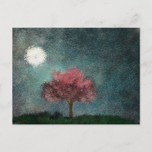 Carte Postale texture de l'arbre rose de la lune de minuit (Devant)