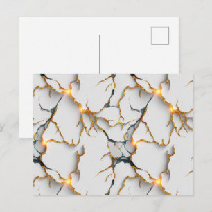 Carte Postale Texture de marbre blanc avec veines d'or lumineuse