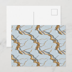 Carte Postale Texture de marbre blanc avec veines dorées craquel