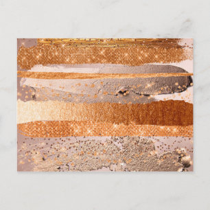 Carte Postale Texture glamour de Copper Gold Strokes