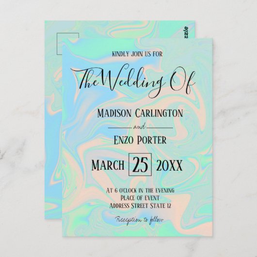 Carte Postale Texture iridescente olographe de faux liquide (Devant / Derrière)