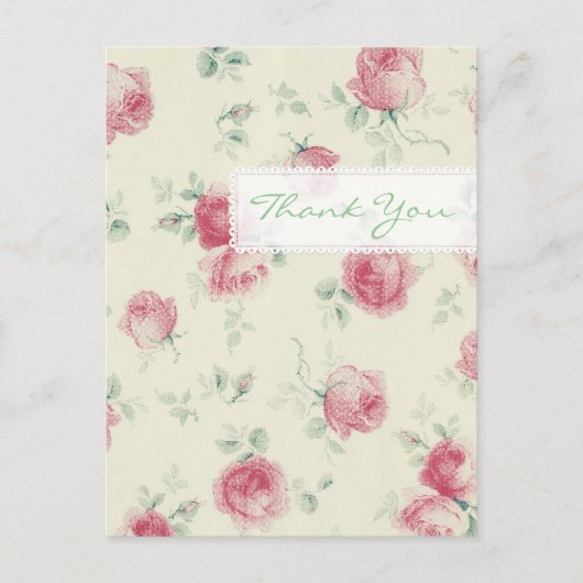 Carte Postale Texture vintage de Roses rouges - Merci (Devant)