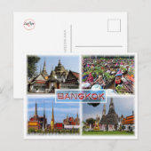Carte Postale TH Bangkok - Wat Pho - Marché flottant - Gran Pala (Devant / Derrière)