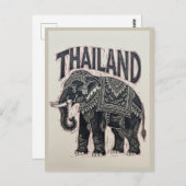 Carte Postale Thaïlande - Bloc d'éléphants (Devant / Derrière)