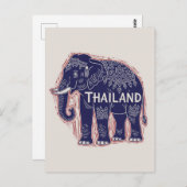 Carte Postale Thaïlande - Bloc d'éléphants (Devant / Derrière)