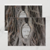 Carte Postale Thaïlande Chef de Bouddha entouré d'arbres (Devant / Derrière)