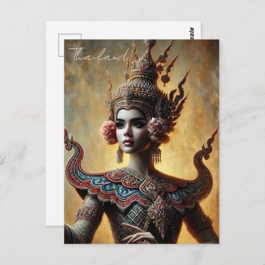Carte Postale Thailande Khon Danseuse (Devant / Derrière)