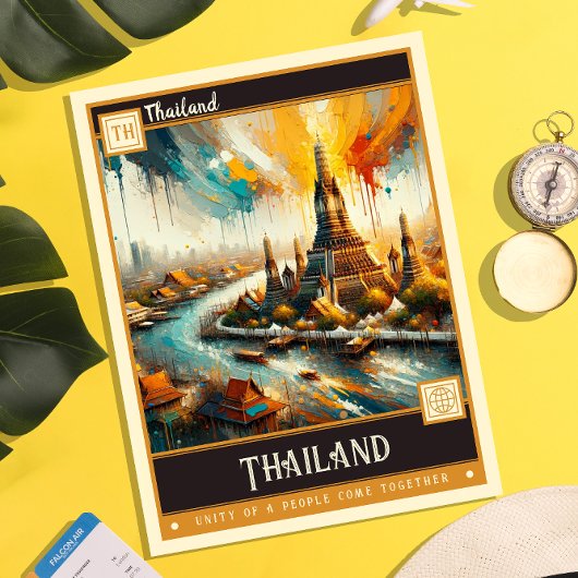 Carte Postale Thaïlande | Peinture Vintage