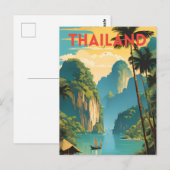 Carte Postale Thaïlande Poster traditionnel des voyages (Devant / Derrière)