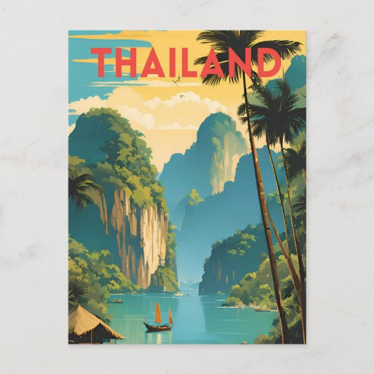 Carte Postale Thaïlande Poster traditionnel des voyages (Devant)