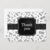 Carte Postale Thank You 100th Number Pattern Black/White (Devant / Derrière)