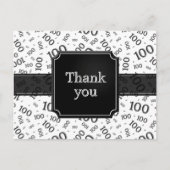 Carte Postale Thank You 100th Number Pattern Black/White (Devant)