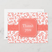 Carte Postale Thank You 100th Number Pattern Coral/White (Devant / Derrière)