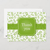 Carte Postale Thank You 100th Number Pattern Green/White (Devant / Derrière)