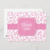 Carte Postale Thank You 100th Number Pattern Pink/White (Devant / Derrière)