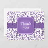 Carte Postale Thank You 100th Number Pattern Purple/White (Devant / Derrière)