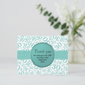 Carte Postale Thank You 30 Random Number Pattern Teal/White (Debout devant)