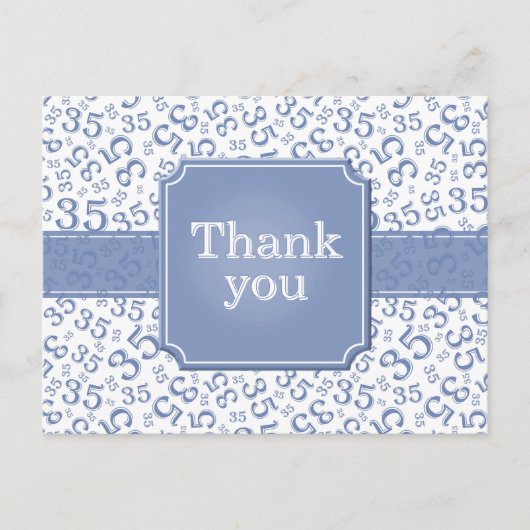 Carte Postale Thank You 35 Number Pattern Blue/White (Devant)