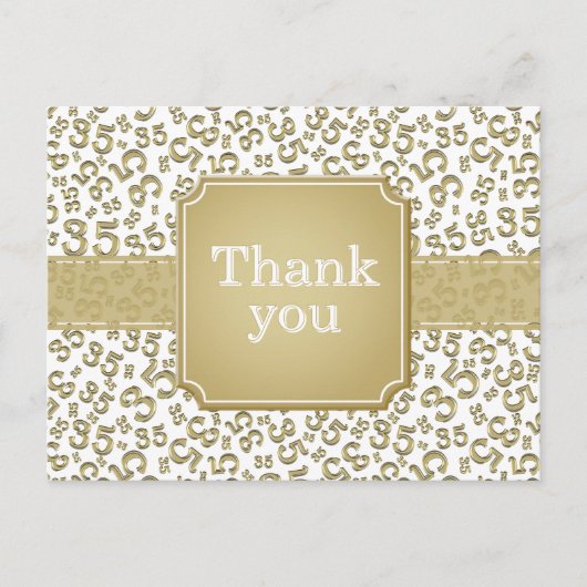 Carte Postale Thank You 35 Number Pattern Gold/White (Devant)
