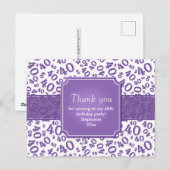 Carte Postale Thank You 40 Number Pattern Purple/White (Devant / Derrière)