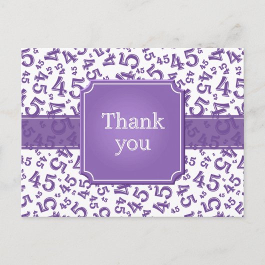 Carte Postale Thank You 45 Number Pattern Purple/White (Devant)