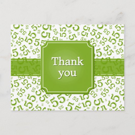 Carte Postale Thank You 55 Number Pattern Green/White (Devant)