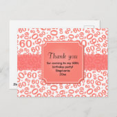 Carte Postale Thank You 60 Random Number Pattern Coral/White (Devant / Derrière)