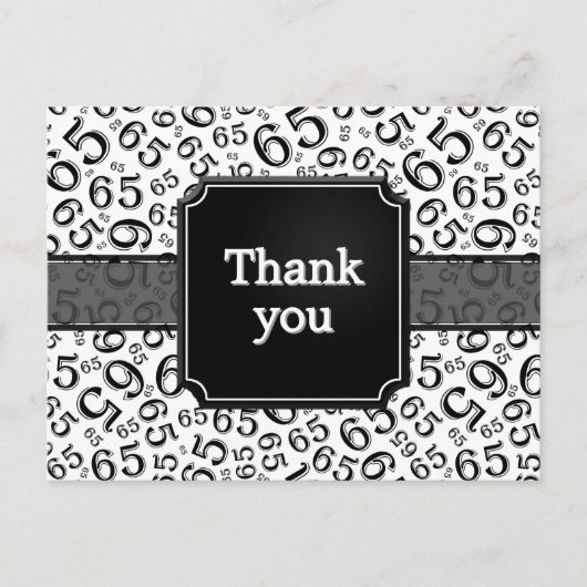 Carte Postale Thank You 65 Number Pattern Black/White (Devant)