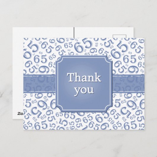 Carte Postale Thank You 65 Number Pattern Blue/White (Devant / Derrière)
