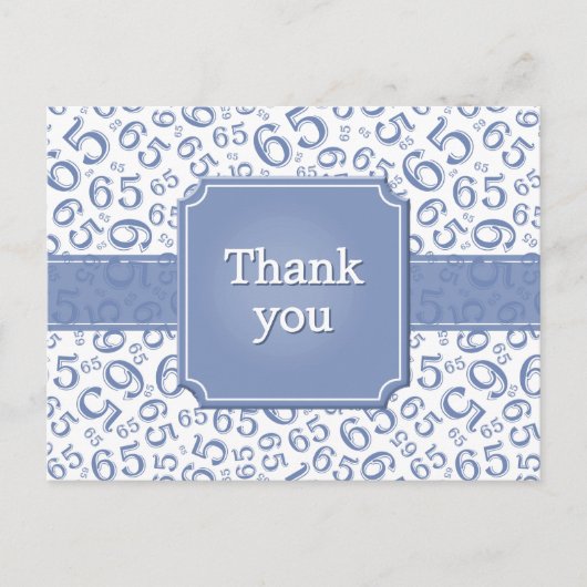 Carte Postale Thank You 65 Number Pattern Blue/White (Devant)