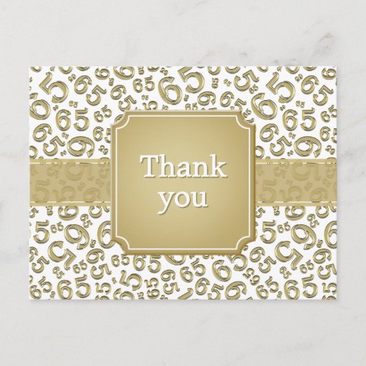 Carte Postale Thank You 65 Number Pattern Gold/White (Devant)