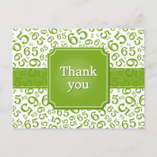 Carte Postale Thank You 65 Number Pattern Green/White (Devant)