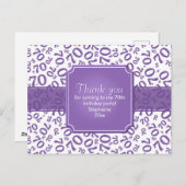 Carte Postale Thank You 70 Birthday Number Pattern Purple/White (Devant / Derrière)