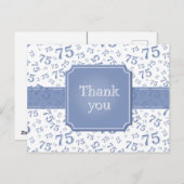 Carte Postale Thank You 75 Number Pattern Blue/White Postcard (Devant / Derrière)