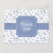 Carte Postale Thank You 75 Number Pattern Blue/White Postcard (Devant)