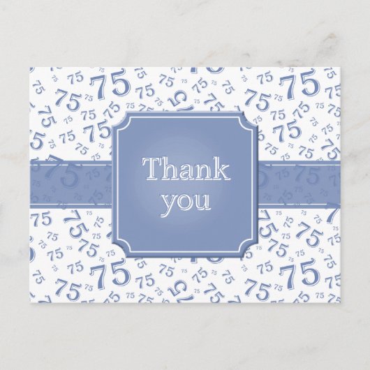 Carte Postale Thank You 75 Number Pattern Blue/White Postcard (Devant)