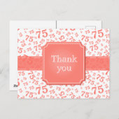 Carte Postale Thank You 75 Number Pattern Coral/White (Devant / Derrière)