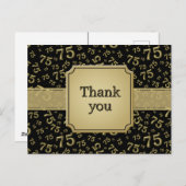 Carte Postale Thank You 75 Number Pattern Gold/Black (Devant / Derrière)